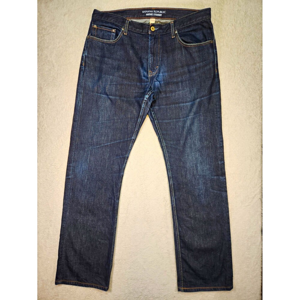 Banana Republic Mens 34x32 Vintage Straight Denim Jeans Dark Wash Cotton